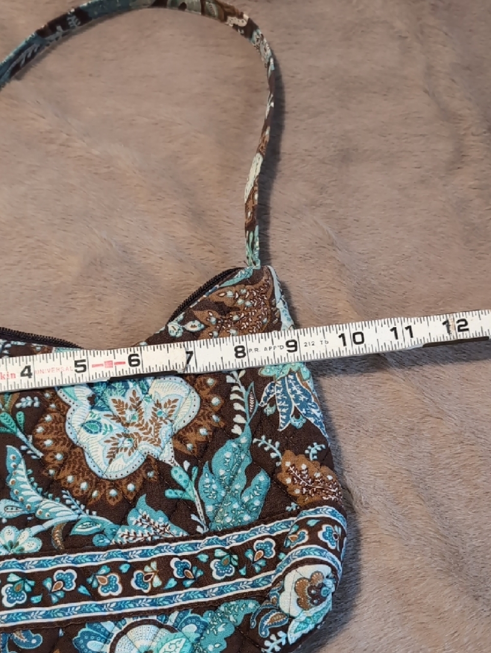 Vera Bradley Teal and Brown Floral Quilted Shoulder Bag - Picture 5 of 8